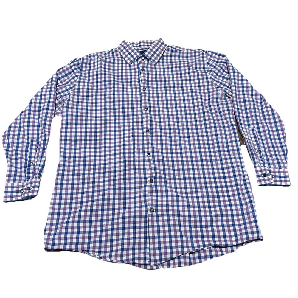 JF J. Ferrar Slim Fit Button Down Shirt Size 16-16 1/2. 32/33. Purple Blue White
